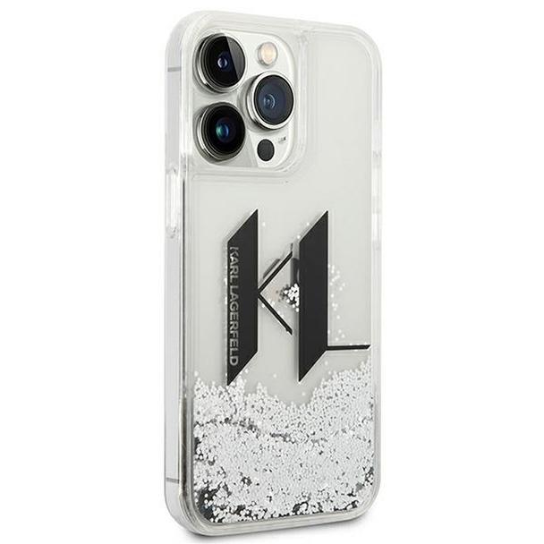 KARL LAGERFELD futerał do IPHONE 14 Pro KLHCP14LLBKLCS (Liguid Glitter Big KL Logo) srebrny