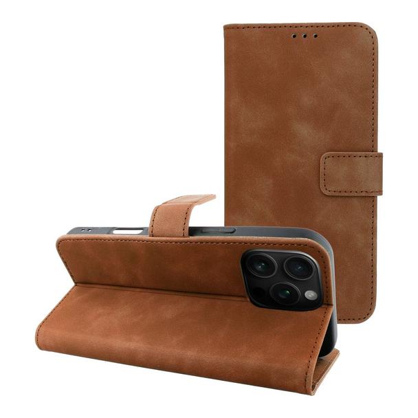 Etui z klapką na iPhone 16 PRO MAX Tender Book brązowe