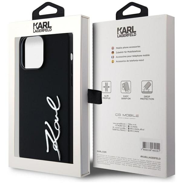KARL LAGERFELD futerał do IPHONE 14 Pro Max KLHCP14XSCMSMVK (Silicone Sign Metal Logo) czarny