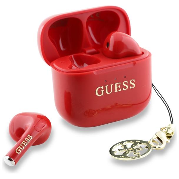 Słuchawki bezprzewodowe douszne Guess TWS Effect Printed Classic Logo & Charm czerwone