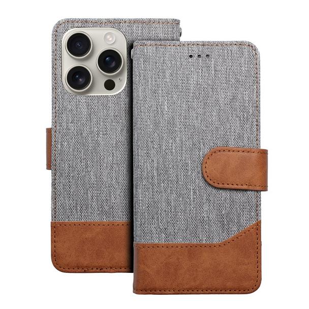 Etui z klapką na iPhone 16 PRO MAX Jeans Book szare