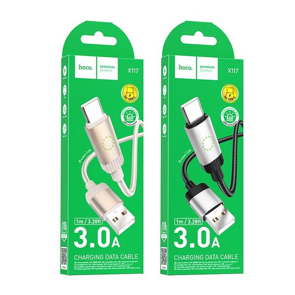 Kabel USB A do USB C Hoco 3A 1 m X117 czarny