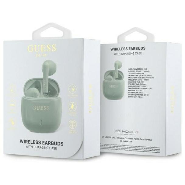GUESS słuchawki bezprzewodowe bluetooth TWS GUTWSJ14ESGN (Printed Classic Logo) zielone