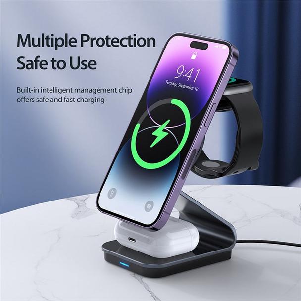 DUZZONA W15 - ładowarka indukcyjna 3w1 kompatybilna z MagSafe 15W czarna