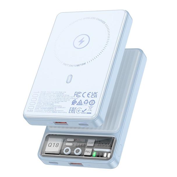 Powerbank zgodny z MagSafe Hoco 10000 mAh QC3.0 PD 3A 22,5W Q18 niebieski