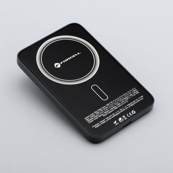 Powerbank zgodny z MagSafe Forcell F-Energy SuperSlim F5K8 QC4.0 PD3.0 15W 5000 mAh czarny 0INT
