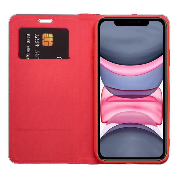 Etui z klapką na iPhone 17 PRO MAX Luna Book Carbon czerwone