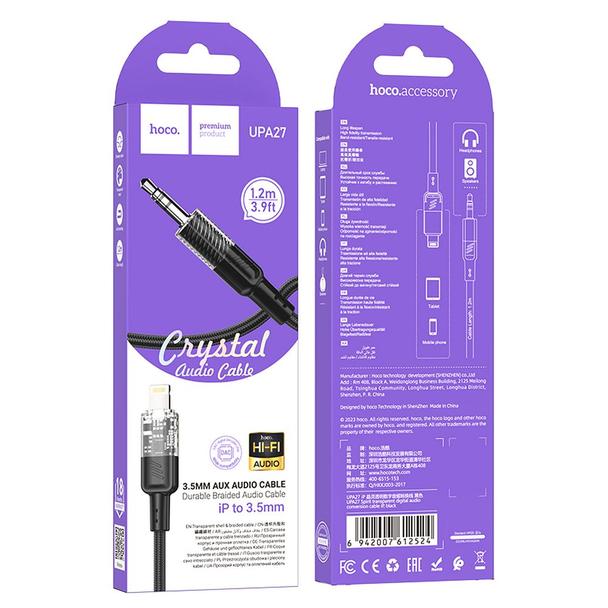 Kabel AUX Jack 3,5 mm do Lightning Hoco 1,2 m UPA27 czarny