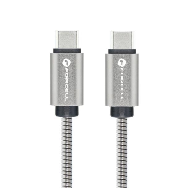 Kabel USB-C do USB-C Forcell F-Energy QC4.0 PD 5A 100W E-Mark Metal 2 m C239 srebrny