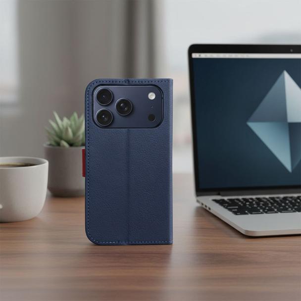 Etui z klapką na iPhone 17 PRO Split Book granatowo-czerwone