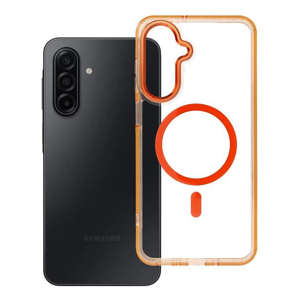 Futerał do Samsung A17 Frame Clear Hybrid Mag Cover zgodny z MagSafe pomarańczowy