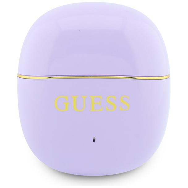 Słuchawki bezprzewodowe douszne TWS Guess Glossy Gold Line Classic fioletowe