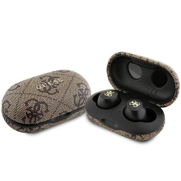 GUESS słuchawki bezprzewodowe bluetooth TWS ENC + stacja dokująca GUTWSP4EGW (4G Metal) brązowe