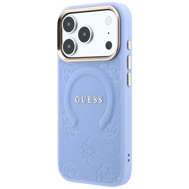 GUESS futerał do IPHONE 18 Pro/17 Pro kompatybilny z MagSafe (Saffiano Peony Ring) jasnoniebieski