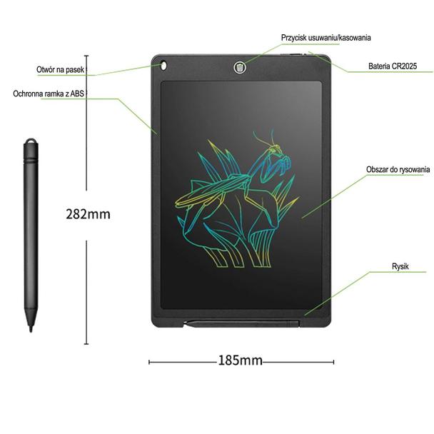 Tablet graficzny LCD do rysowania dla dzieci RC-K-338 czarny