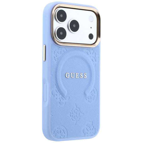 GUESS futerał do IPHONE 18 Pro/17 Pro kompatybilny z MagSafe (Saffiano Peony Ring) jasnoniebieski