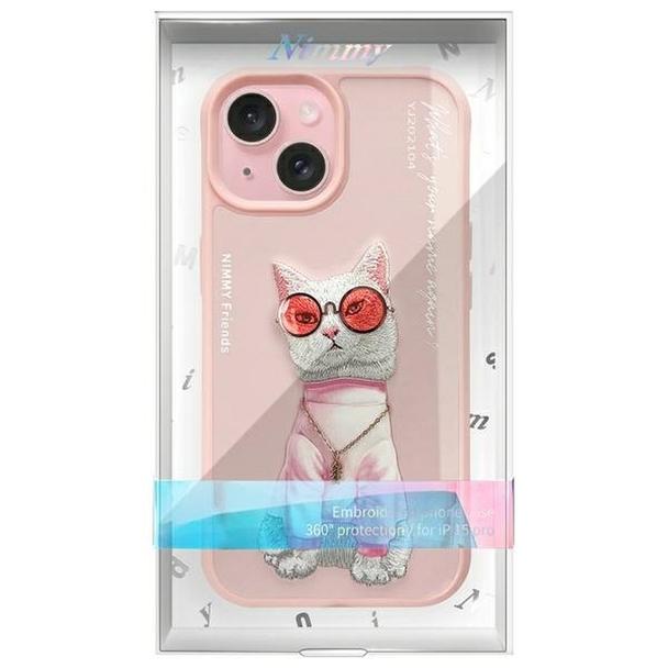 NIMMY futerał GLASSES COOL CAT do IPHONE 15 różowy