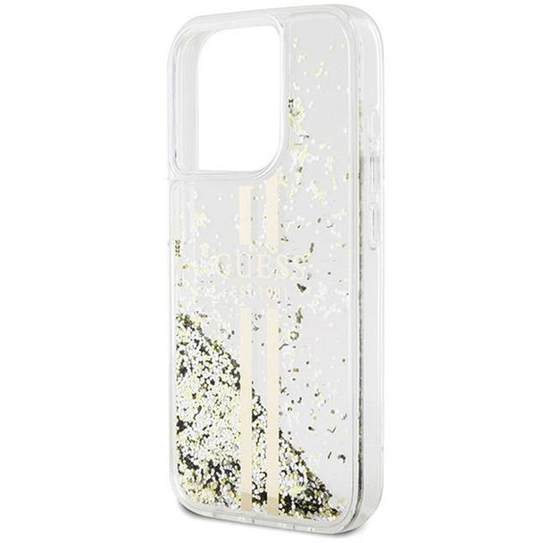 GUESS futerał do IPHONE 15 Pro Max GUHCP15XLFCSEGT (Liquid Glitter Gold Stripes) transparentny
