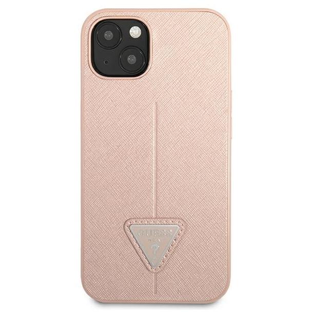 GUESS futerał do IPHONE 13 / 14 / 15 GUHCP14SPSATLP (SaffianoTriangle Logo) różowy