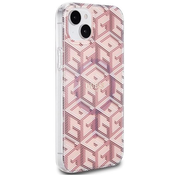 GUESS futerał do IPHONE 15 kompatybilny z MagSafe GUHMP15SHGCUSTGP (IML GCUBE) różowy