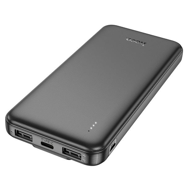 Powerbank Hoco 10000 mAh 2A z wbudowanymi kablami USB C + Lightning J118 czarny