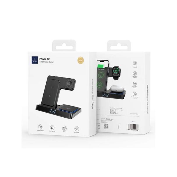 WiWU - Ładowarka bezprzewodowa z zegarem cyfrowym Wi-W006 Power Air 5in1