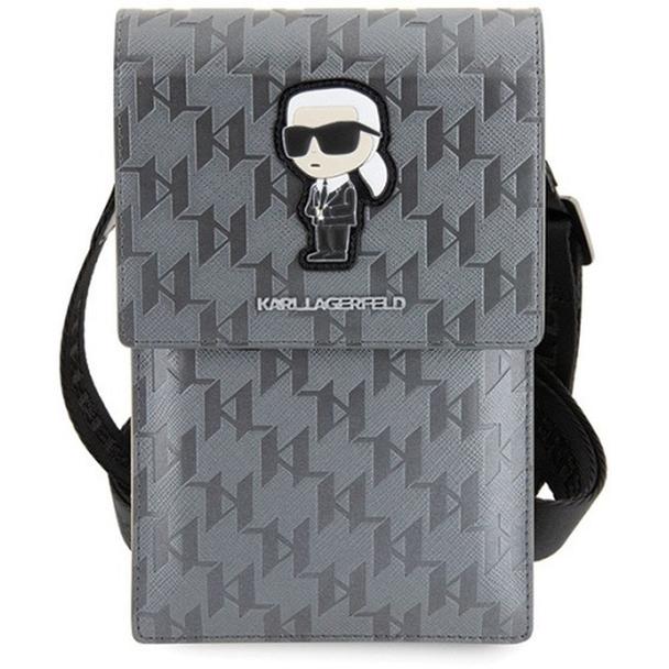 KARL LAGERFELD torebka uniwersalna na telefon KLWBSAKHPKG (Saffiano Mono Ikonik) srebrny