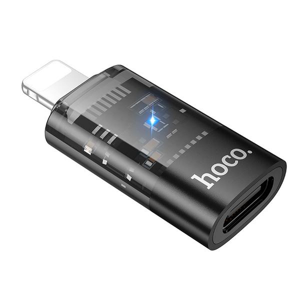 Adapter OTG Lightning do USB C Hoco UA36A transparentny czarny