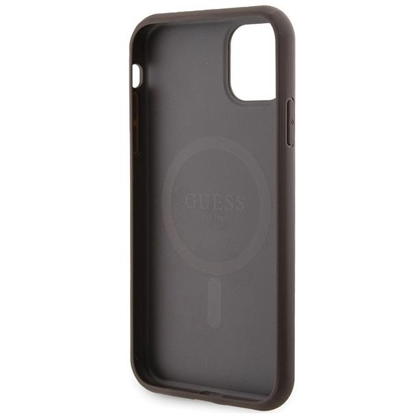 GUESS futerał do IPHONE 11 kompatybliny z MagSafe GUHMN61G4GFRW (4G Ring classic logo) brązowy