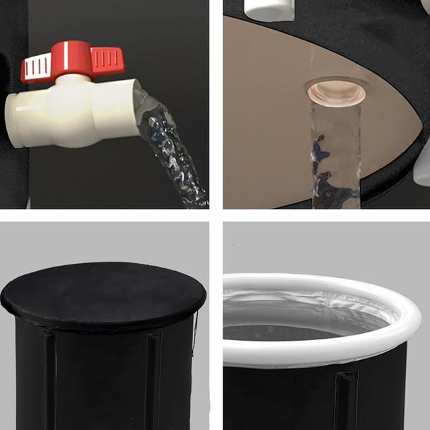 Składana przenośna dmuchana wanna balia do kąpieli morsowania 75 x 75 cm czarna
