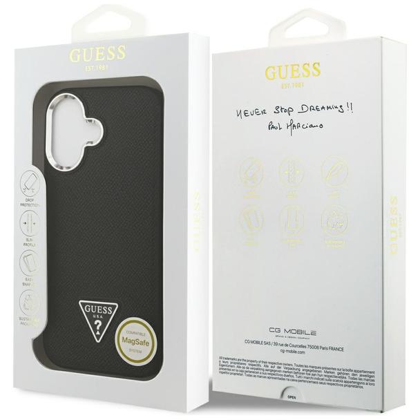 GUESS futerał do IPHONE 17 kompatybilny z MagSafe GUHMP17SPGTSPSK (Grained PU Triangle Logo) czarny