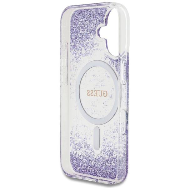 GUESS futerał do IPHONE 16 kompatybilny z MagSafe GUHMP16SRGRGEU (Resin Bottom Glitter) fioletowy