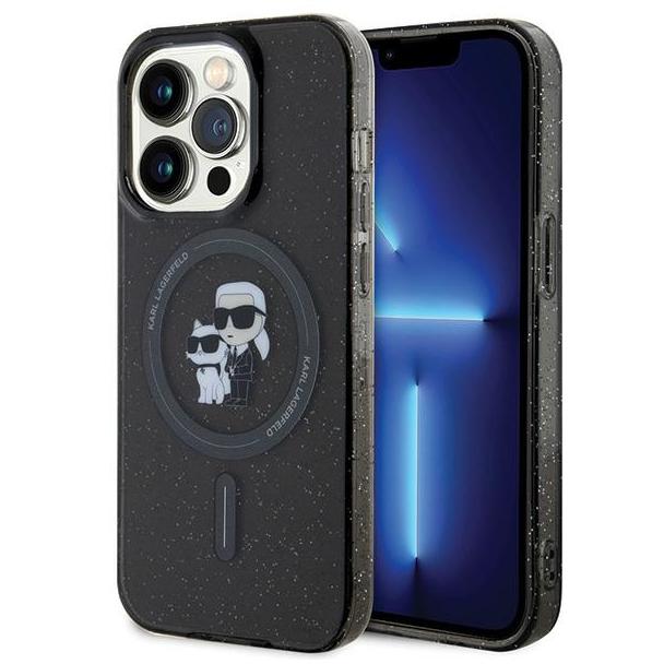 KARL LAGERFELD futerał do IPHONE 15 Pro KLHMP15LHGKCNOK (Glitter + MAG) czarny