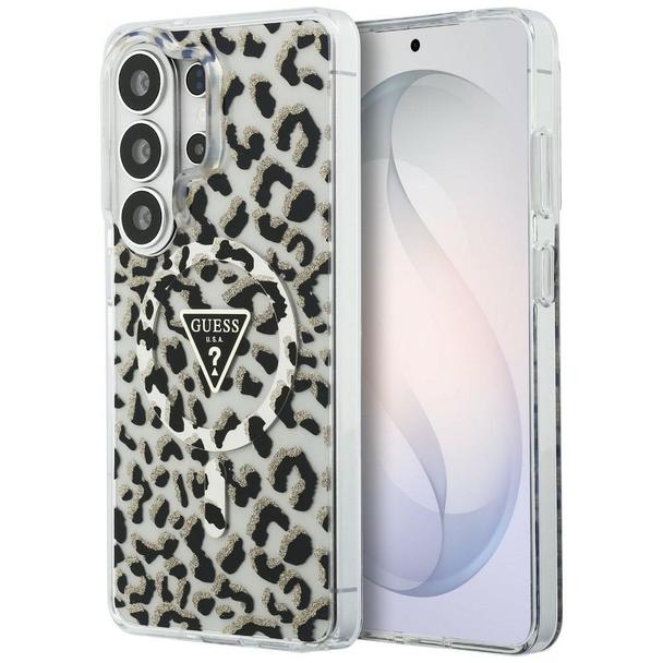GUESS futerał do SAMSUNG S26 Ultra GUHMS26LHLEGTGLK (Magnetic IML Leopard Print Triangle) czarny