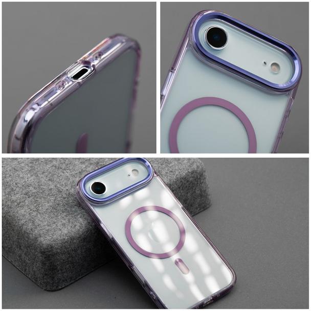 Futerał do iPhone 17 AIR Frame Clear Hybrid Mag Cover zgodny z MagSafe fioletowy