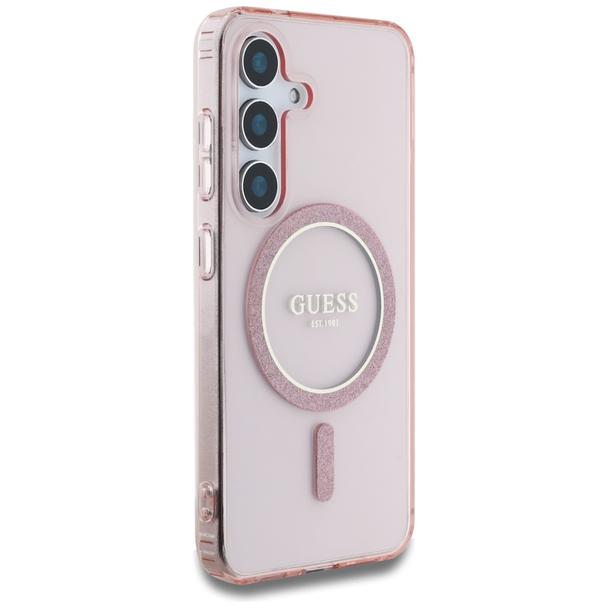 GUESS futerał do SAMSUNG S25 GUHMS25SHFGEREP (Magnetic IML Glitter Circle) różowy