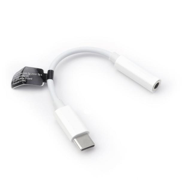 Adapter AUX Typ C (męski) do Jack 3,5 mm (żeński) BOX biały