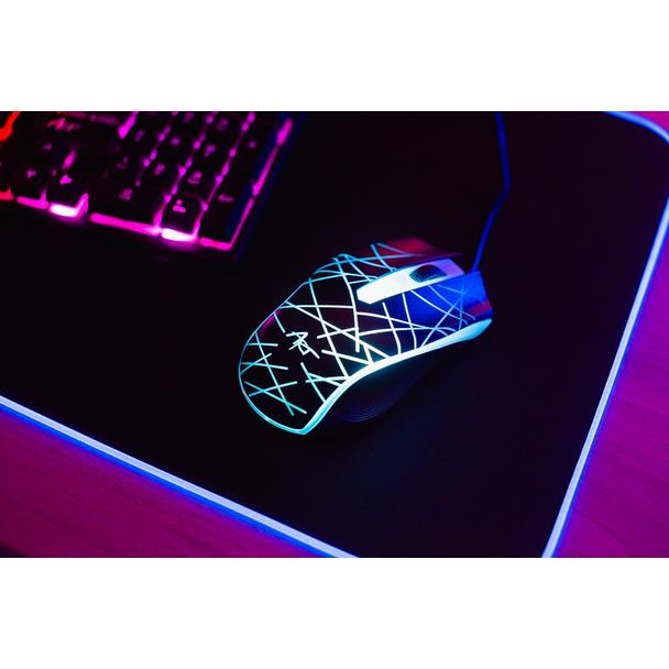 ART zestaw klawiatura przewodowa USB A QWERTY podświetlana + myszka przewodowa USB A podświetlana AK-50 czarny
