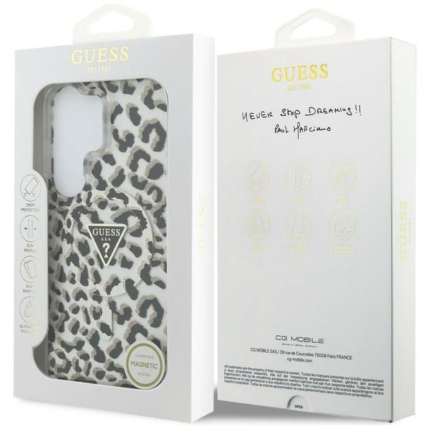 GUESS futerał do SAMSUNG S26 Ultra GUHMS26LHLEGTGLK (Magnetic IML Leopard Print Triangle) czarny