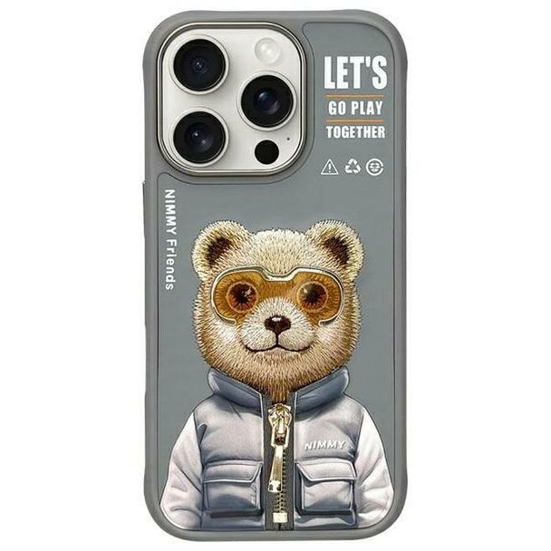 NIMMY futerał COOL&CUTE 2.0 Bear do IPHONE 16 Pro szary