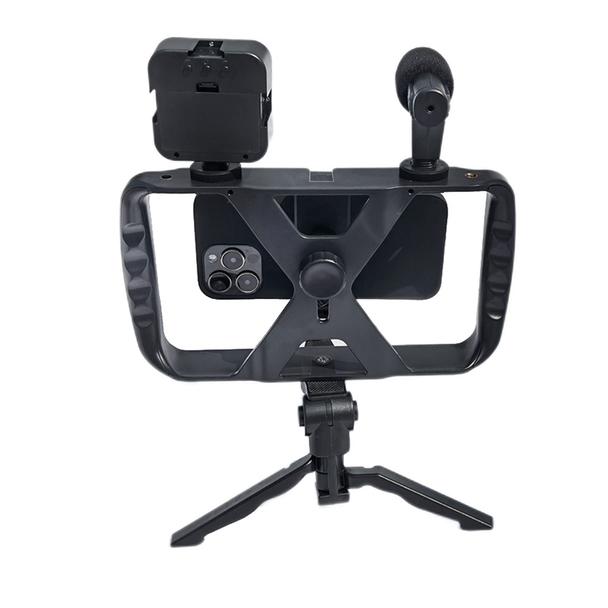 Uchwyt selfie z pilotem bezprzewodowym tripod z LED / mikrofonem do streamów TL-49T czarny