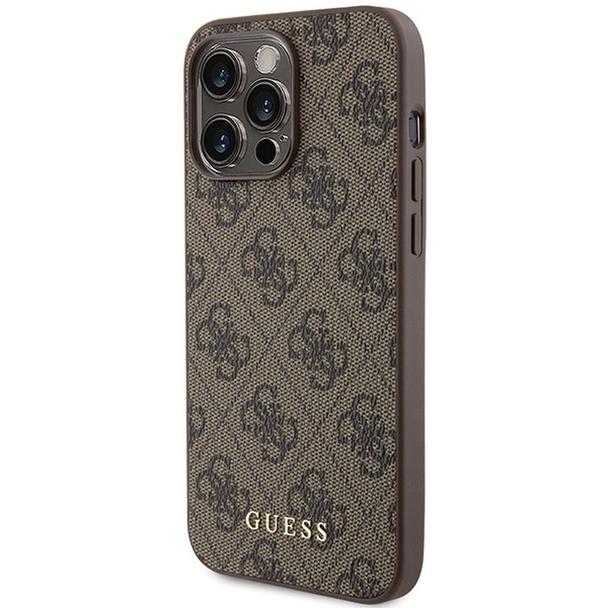 GUESS futerał do IPHONE 15 Pro Max GUHCP15XG4GFBR (4G Metal Logo) brązowy