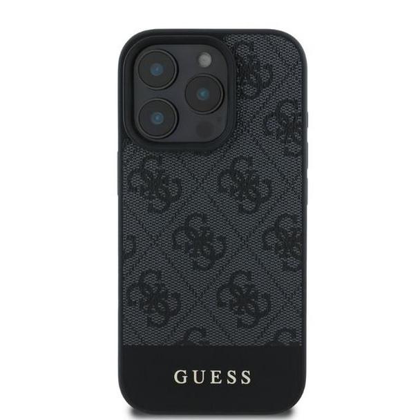 GUESS futerał do IPHONE 16 Pro GUHCP16LG4GLGR (PC/TPU 4G PU Bottom Stripe) szary