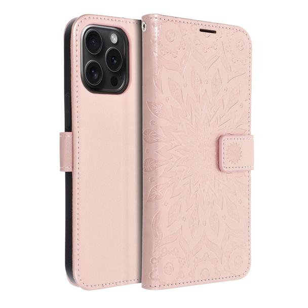 Etui z klapką na iPhone 15 PRO MAX Mezzo Book mandala złoto-różowe