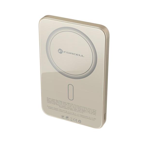 Powerbank zgodny z MagSafe Forcell F-Energy SuperSlim F5K8 QC4.0 PD3.0 15W 5000 mAh tytanowy pustynny 0INT