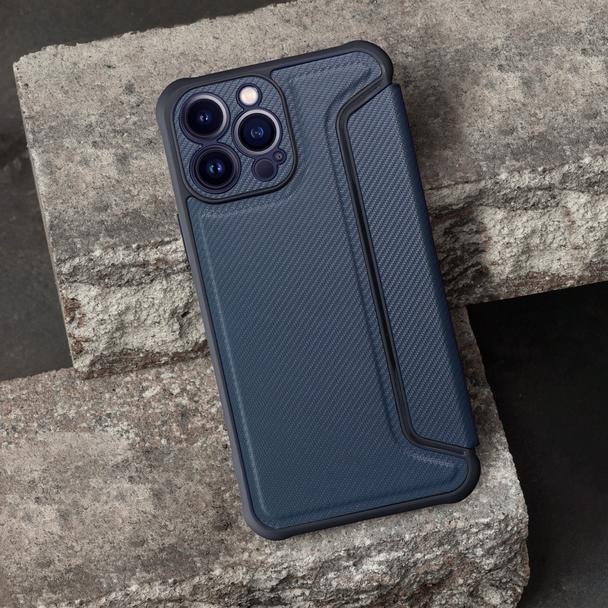 Etui z klapką na iPhone 16e (SE 4 2025) Razor Book niebieskie