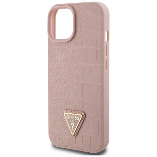 GUESS futerał do IPHONE 13 / 14 / 15 GUHCP15SPCRTHCP (Croco Triangle Metal Logo) różowy
