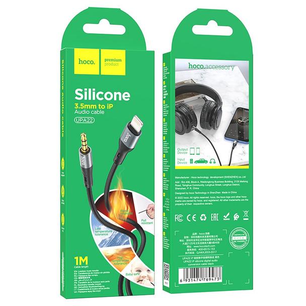 Kabel AUX Jack 3,5 mm do Lightning Hoco 1 m UPA22 czarny