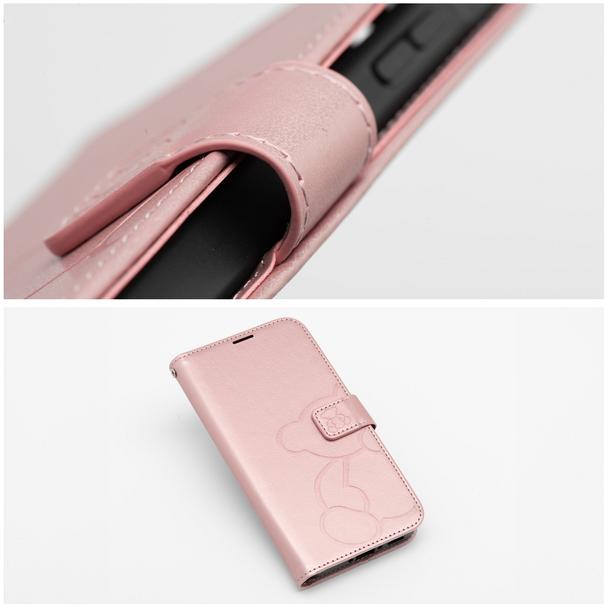 Etui z klapką na Samsung A37 5G Mezzo Book teddy bear złoto-różowe