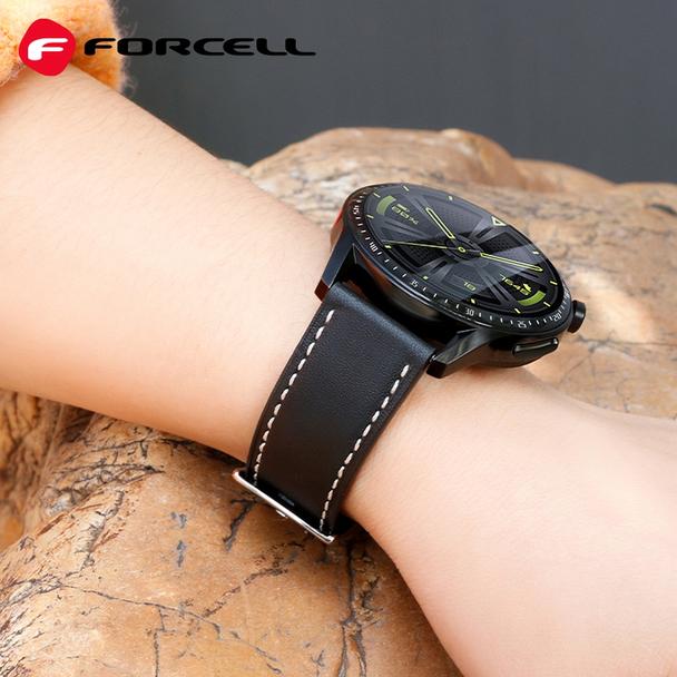 Pasek do Samsung Galaxy Watch Forcell F-Design FS21 dziurki skóra ekologiczna 20 mm brązowy